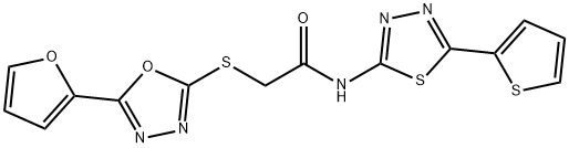 2-{[5-(2-furyl)-1,3,4-oxadiazol-2-yl]sulfanyl}-N-[5-(2-thienyl)-1,3,4-thiadiazol-2-yl]acetamide,727359-10-6,结构式