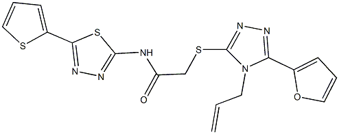 2-{[4-allyl-5-(2-furyl)-4H-1,2,4-triazol-3-yl]sulfanyl}-N-[5-(2-thienyl)-1,3,4-thiadiazol-2-yl]acetamide 结构式