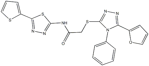 2-{[5-(2-furyl)-4-phenyl-4H-1,2,4-triazol-3-yl]sulfanyl}-N-[5-(2-thienyl)-1,3,4-thiadiazol-2-yl]acetamide|