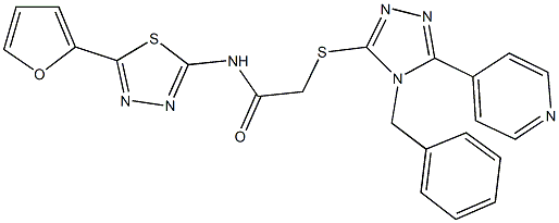 2-{[4-benzyl-5-(4-pyridinyl)-4H-1,2,4-triazol-3-yl]sulfanyl}-N-[5-(2-furyl)-1,3,4-thiadiazol-2-yl]acetamide Struktur