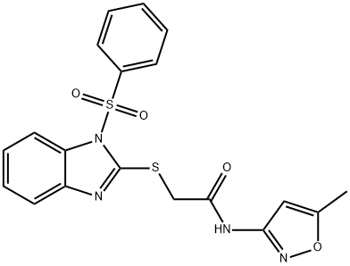 N-(5-methyl-3-isoxazolyl)-2-{[1-(phenylsulfonyl)-1H-benzimidazol-2-yl]sulfanyl}acetamide Struktur