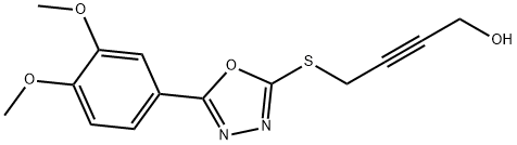 4-{[5-(3,4-dimethoxyphenyl)-1,3,4-oxadiazol-2-yl]sulfanyl}-2-butyn-1-ol 结构式