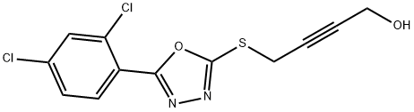 4-{[5-(2,4-dichlorophenyl)-1,3,4-oxadiazol-2-yl]sulfanyl}-2-butyn-1-ol,727386-58-5,结构式