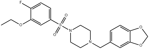 5-{[4-(1,3-benzodioxol-5-ylmethyl)-1-piperazinyl]sulfonyl}-2-fluorophenyl ethyl ether Structure