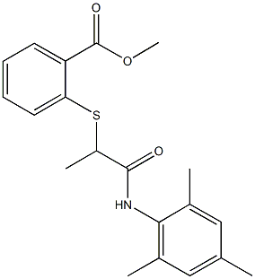 methyl 2-{[2-(mesitylamino)-1-methyl-2-oxoethyl]sulfanyl}benzoate Struktur