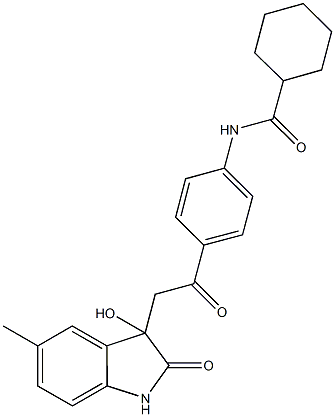 N-{4-[2-(3-hydroxy-5-methyl-2-oxo-2,3-dihydro-1H-indol-3-yl)acetyl]phenyl}cyclohexanecarboxamide Structure