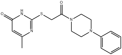 6-methyl-2-{[2-oxo-2-(4-phenyl-1-piperazinyl)ethyl]sulfanyl}-4-pyrimidinol 化学構造式
