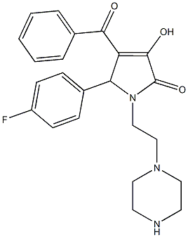 4-benzoyl-5-(4-fluorophenyl)-3-hydroxy-1-[2-(1-piperazinyl)ethyl]-1,5-dihydro-2H-pyrrol-2-one 化学構造式
