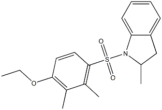 2,3-dimethyl-4-[(2-methyl-2,3-dihydro-1H-indol-1-yl)sulfonyl]phenyl ethyl ether 化学構造式