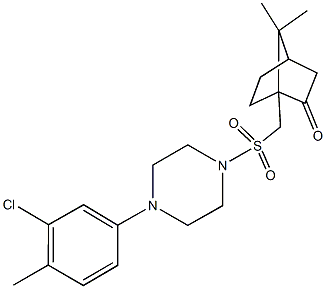 1-({[4-(3-chloro-4-methylphenyl)-1-piperazinyl]sulfonyl}methyl)-7,7-dimethylbicyclo[2.2.1]heptan-2-one Structure