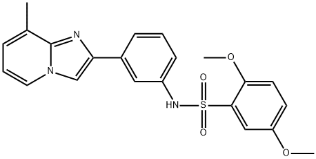 2,5-dimethoxy-N-[3-(8-methylimidazo[1,2-a]pyridin-2-yl)phenyl]benzenesulfonamide 化学構造式