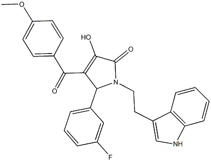 5-(3-fluorophenyl)-3-hydroxy-1-[2-(1H-indol-3-yl)ethyl]-4-(4-methoxybenzoyl)-1,5-dihydro-2H-pyrrol-2-one,728885-97-0,结构式