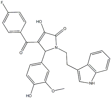 4-(4-fluorobenzoyl)-3-hydroxy-5-(4-hydroxy-3-methoxyphenyl)-1-[2-(1H-indol-3-yl)ethyl]-1,5-dihydro-2H-pyrrol-2-one 结构式