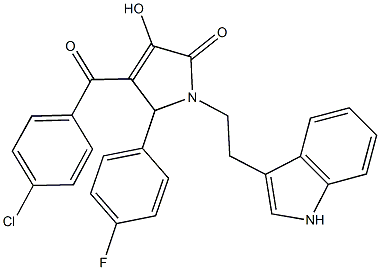 4-(4-chlorobenzoyl)-5-(4-fluorophenyl)-3-hydroxy-1-[2-(1H-indol-3-yl)ethyl]-1,5-dihydro-2H-pyrrol-2-one 化学構造式