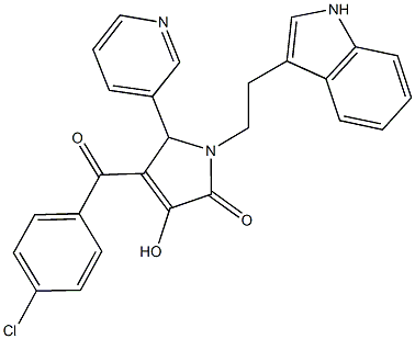 4-(4-chlorobenzoyl)-3-hydroxy-1-[2-(1H-indol-3-yl)ethyl]-5-(3-pyridinyl)-1,5-dihydro-2H-pyrrol-2-one 化学構造式