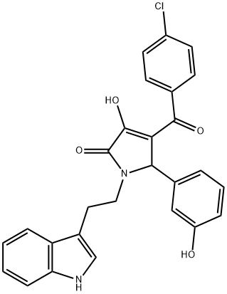 4-(4-chlorobenzoyl)-3-hydroxy-5-(3-hydroxyphenyl)-1-[2-(1H-indol-3-yl)ethyl]-1,5-dihydro-2H-pyrrol-2-one,728886-65-5,结构式