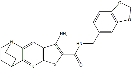5-amino-N-(1,3-benzodioxol-5-ylmethyl)-7-thia-1,9-diazatetracyclo[9.2.2.0~2,10~.0~4,8~]pentadeca-2(10),3,5,8-tetraene-6-carboxamide Structure