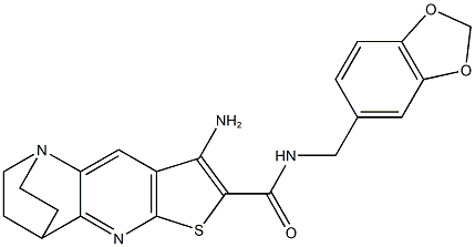 5-amino-N-(1,3-benzodioxol-5-ylmethyl)-7-thia-1,9-diazatetracyclo[9.2.2.0~2,10~.0~4,8~]pentadeca-2(10),3,5,8-tetraene-6-carboxamide|