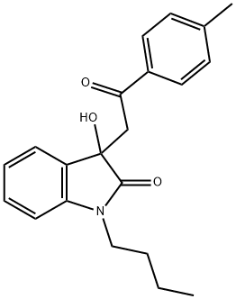 1-butyl-3-hydroxy-3-[2-(4-methylphenyl)-2-oxoethyl]-1,3-dihydro-2H-indol-2-one,728932-98-7,结构式