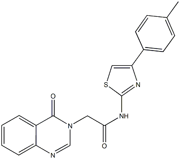 736956-96-0 N-[4-(4-methylphenyl)-1,3-thiazol-2-yl]-2-(4-oxo-3(4H)-quinazolinyl)acetamide