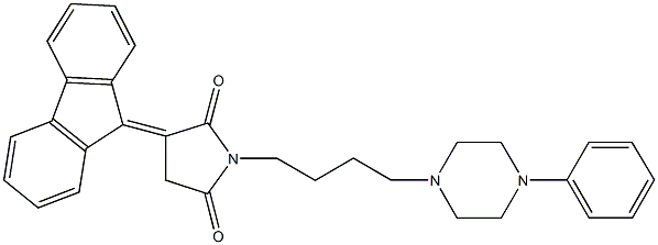3-(9H-fluoren-9-ylidene)-1-[4-(4-phenyl-1-piperazinyl)butyl]-2,5-pyrrolidinedione 结构式