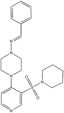 N-benzylidene-N-{4-[3-(1-piperidinylsulfonyl)-4-pyridinyl]-1-piperazinyl}amine Structure