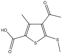 4-acetyl-3-methyl-5-(methylsulfanyl)-2-thiophenecarboxylic acid Struktur