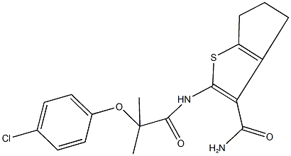 2-{[2-(4-chlorophenoxy)-2-methylpropanoyl]amino}-5,6-dihydro-4H-cyclopenta[b]thiophene-3-carboxamide|