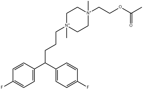 1-[2-(acetyloxy)ethyl]-4-[4,4-bis(4-fluorophenyl)butyl]-1,4-dimethylpiperazinediium Struktur