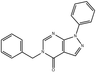 5-benzyl-1-phenyl-1,5-dihydro-4H-pyrazolo[3,4-d]pyrimidin-4-one 化学構造式