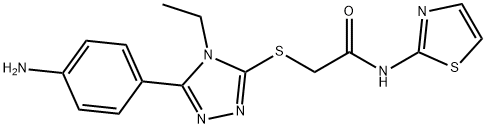 2-{[5-(4-aminophenyl)-4-ethyl-4H-1,2,4-triazol-3-yl]sulfanyl}-N-(1,3-thiazol-2-yl)acetamide 结构式