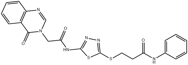 3-[(5-{[(4-oxo-3(4H)-quinazolinyl)acetyl]amino}-1,3,4-thiadiazol-2-yl)sulfanyl]-N-phenylpropanamide Struktur
