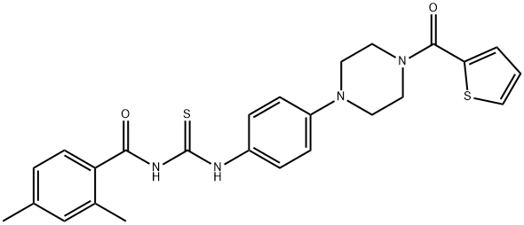 N-(2,4-dimethylbenzoyl)-N'-{4-[4-(2-thienylcarbonyl)-1-piperazinyl]phenyl}thiourea 结构式