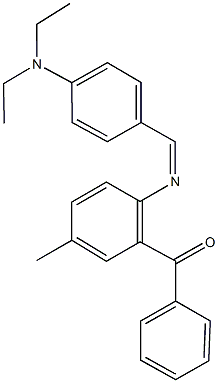 (2-{[4-(diethylamino)benzylidene]amino}-5-methylphenyl)(phenyl)methanone Struktur