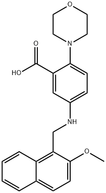 5-{[(2-methoxy-1-naphthyl)methyl]amino}-2-(4-morpholinyl)benzoic acid 结构式