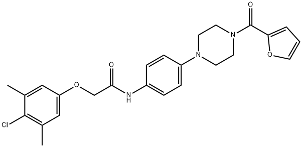 2-(4-chloro-3,5-dimethylphenoxy)-N-{4-[4-(2-furoyl)-1-piperazinyl]phenyl}acetamide 结构式