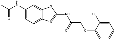 N-[6-(acetylamino)-1,3-benzothiazol-2-yl]-2-(2-chlorophenoxy)acetamide 结构式