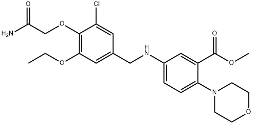 methyl 5-{[4-(2-amino-2-oxoethoxy)-3-chloro-5-ethoxybenzyl]amino}-2-(4-morpholinyl)benzoate Struktur