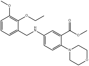 methyl 5-[(2-ethoxy-3-methoxybenzyl)amino]-2-(4-morpholinyl)benzoate 化学構造式