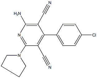 2-amino-4-(4-chlorophenyl)-6-(1-pyrrolidinyl)-3,5-pyridinedicarbonitrile,77034-29-8,结构式