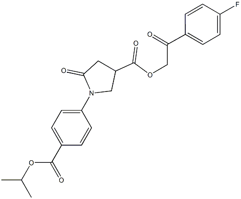 2-(4-fluorophenyl)-2-oxoethyl 1-[4-(isopropoxycarbonyl)phenyl]-5-oxo-3-pyrrolidinecarboxylate Struktur