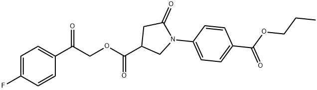 2-(4-fluorophenyl)-2-oxoethyl 5-oxo-1-[4-(propoxycarbonyl)phenyl]-3-pyrrolidinecarboxylate Structure