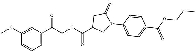 2-(3-methoxyphenyl)-2-oxoethyl 5-oxo-1-[4-(propoxycarbonyl)phenyl]-3-pyrrolidinecarboxylate Struktur