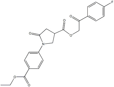 2-(4-fluorophenyl)-2-oxoethyl 1-[4-(ethoxycarbonyl)phenyl]-5-oxo-3-pyrrolidinecarboxylate,774187-91-6,结构式