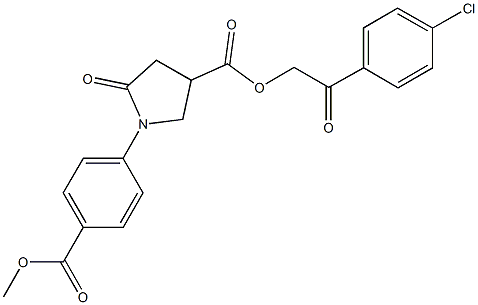 2-(4-chlorophenyl)-2-oxoethyl 1-[4-(methoxycarbonyl)phenyl]-5-oxo-3-pyrrolidinecarboxylate Struktur