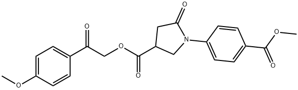 2-(4-methoxyphenyl)-2-oxoethyl 1-[4-(methoxycarbonyl)phenyl]-5-oxo-3-pyrrolidinecarboxylate 结构式