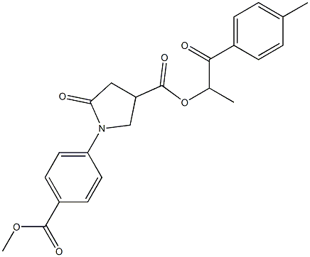 1-methyl-2-(4-methylphenyl)-2-oxoethyl 1-[4-(methoxycarbonyl)phenyl]-5-oxo-3-pyrrolidinecarboxylate Structure