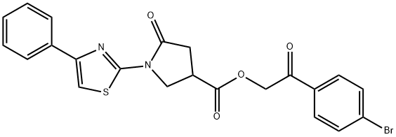 2-(4-bromophenyl)-2-oxoethyl 5-oxo-1-(4-phenyl-1,3-thiazol-2-yl)-3-pyrrolidinecarboxylate Structure