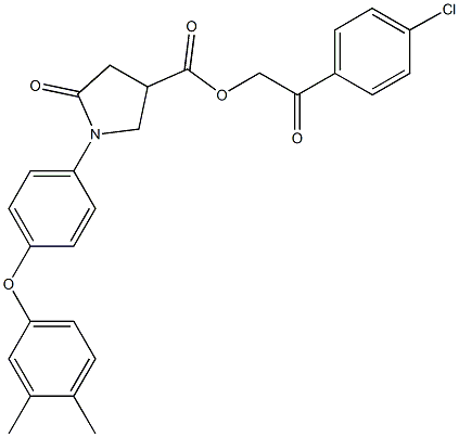 2-(4-chlorophenyl)-2-oxoethyl 1-[4-(3,4-dimethylphenoxy)phenyl]-5-oxo-3-pyrrolidinecarboxylate 化学構造式