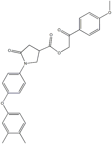 2-(4-methoxyphenyl)-2-oxoethyl 1-[4-(3,4-dimethylphenoxy)phenyl]-5-oxo-3-pyrrolidinecarboxylate Struktur